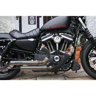 Top Chopp Staggered Exhaust System , Black Smooth Heat Shield, Black Smooth Endcap, Outline 2,5"