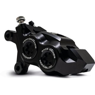 Race Series Monoblock Brake Caliper Black Anodized Billet Bore Caps Black Anodized Front Left
