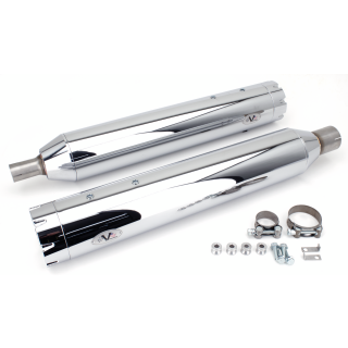 V Performance, 114mm Revolver slip-on mufflers. Chrome
