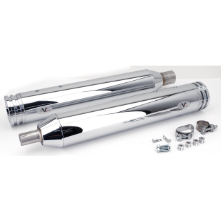 V Performance 114mm Double Ring Auspuff Dämpfer chrom für Harley Touring 21-24