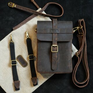 Trip Machine Moto Sling Bag Leder Tasche Mocka Braun