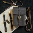 Trip Machine Moto Sling Bag Leder Tasche Mocka Braun