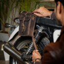 Trip Machine Moto Sling Bag Leder Tasche Mocka Braun