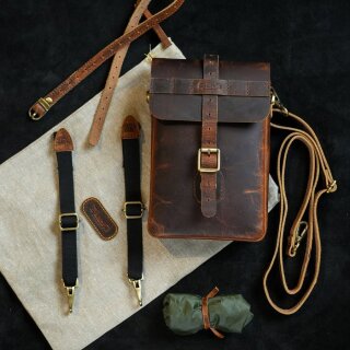 Trip Machine Moto Sling Bag Leder Tasche Cognac Braun