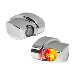 HeinzBikes Nano Winglets 3-1 Rücklicht/Blinker Set Chrom für Harley ab 93