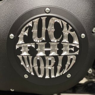Indian Larry, FTW derby cover. Matte black/clear