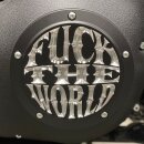 Indian Larry, FTW derby cover. Matte black/clear