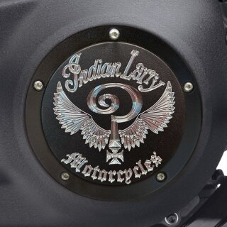 Indian Larry Logo Derby Cover schwarz matt für Harley Softail 18-24