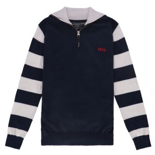13 1/2 Outlaw half-zip Sweater navy/offwhite L