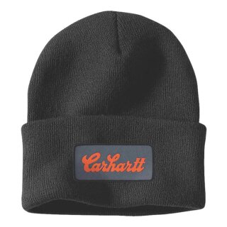 Carhartt Strickmütze mit Bündchen und Patch, schwarz