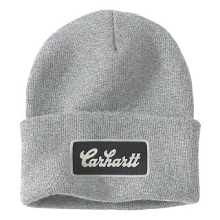 Carhartt Beanie mit Schriftzug Patch, Grau meliert