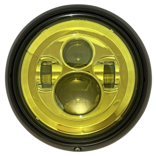 Headlight 7" Chrome/Yellow Lens