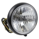 Headlight 7" Black/Clear Bottom Mount